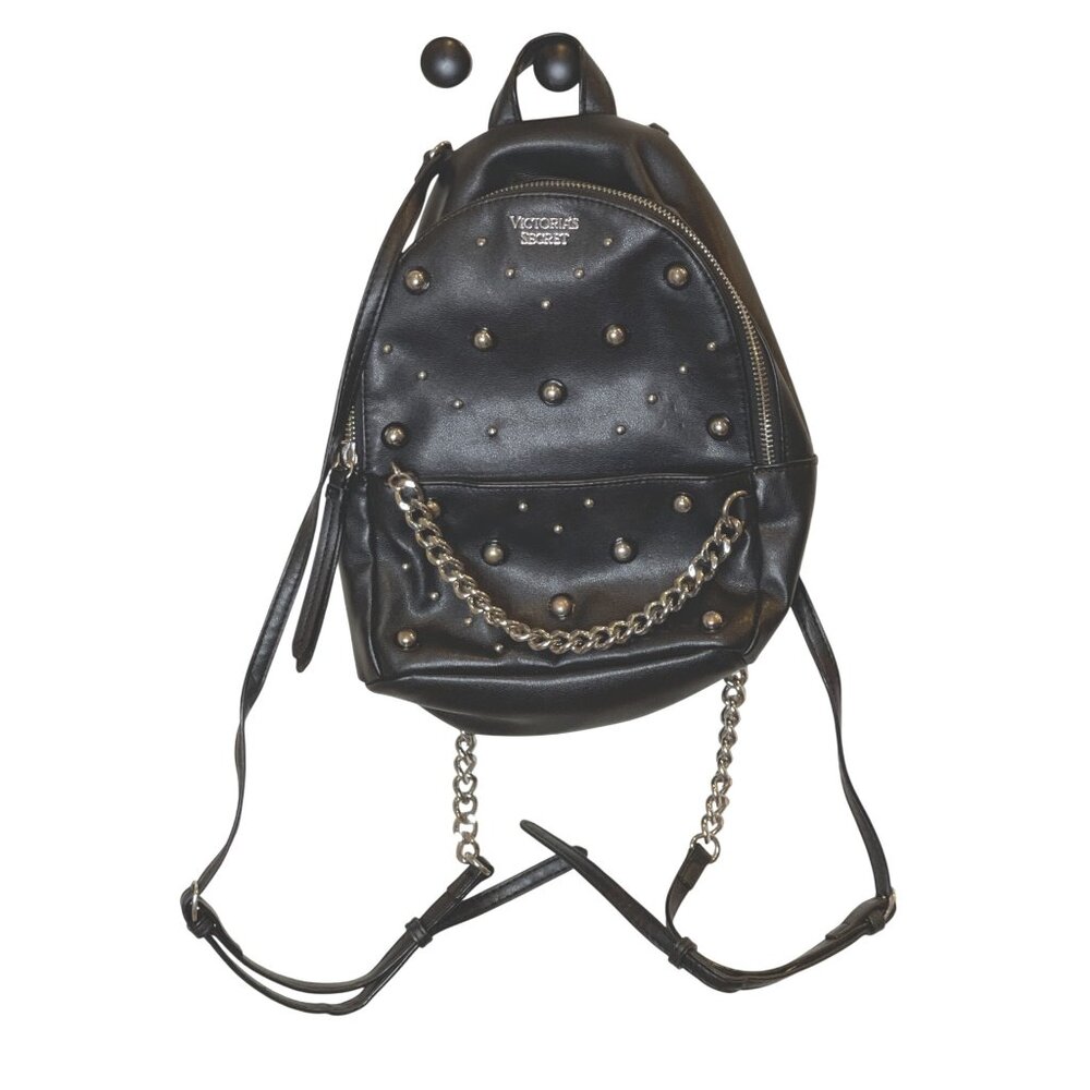 Victoria's Secret Small City Studded Backpack Silver Studs Decorative Chain S - Picture 15 of 15